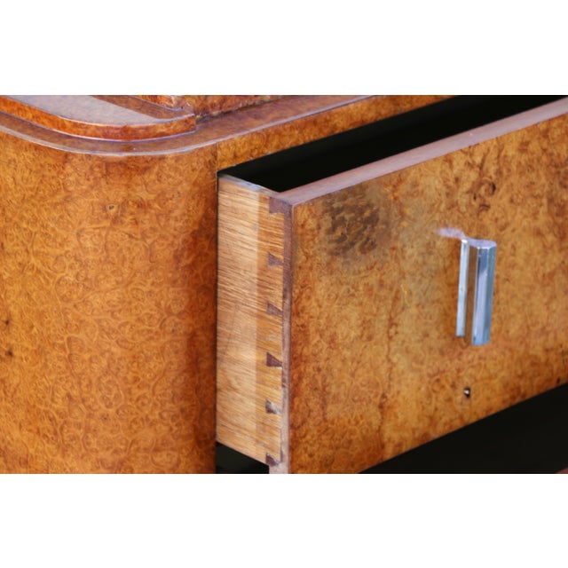 1920s French Art Deco Burl Wood Waterfall Chest of Drawers / Dresser by Roger Bal For Sale - Image 11 of 18