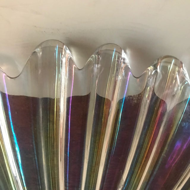 Mid-Century Clear Irridescent Bowl Large With Ruffled Edges For Sale - Image 6 of 8