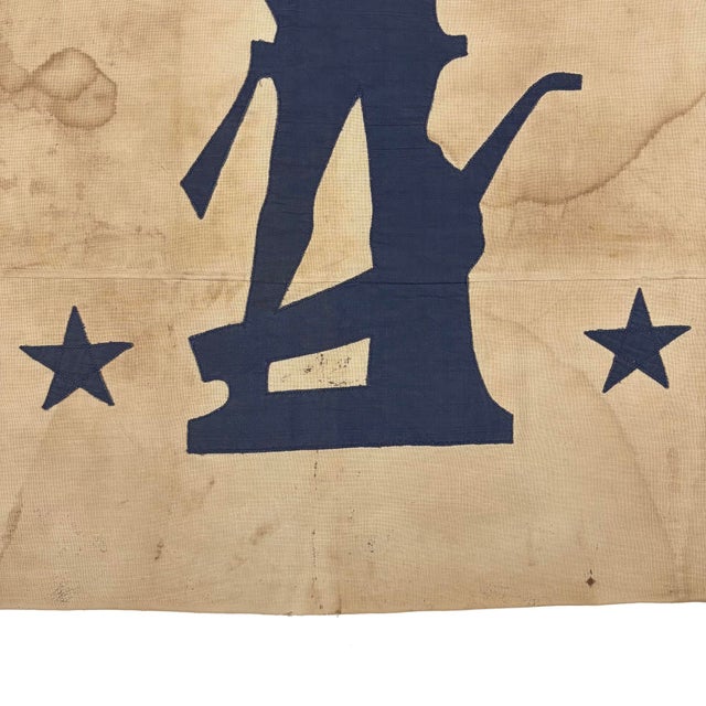 Mid 20th Century Large Vintage Cotton American Minuteman Flag With Fully Sewn Detail For Sale - Image 5 of 7