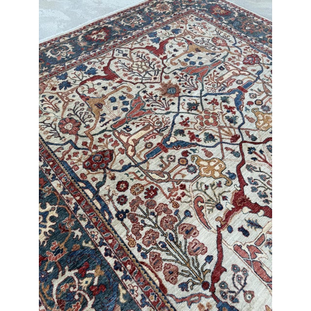 Ivory Blue Persian Bakhshaish Design Hand-Knotted Rug, 09'00 X 11'08 For Sale - Image 6 of 10