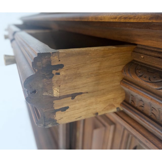 Very Fine French Carved Walnut Gallery Top Buffet Sideboard Cupboard MINT! For Sale - Image 17 of 18