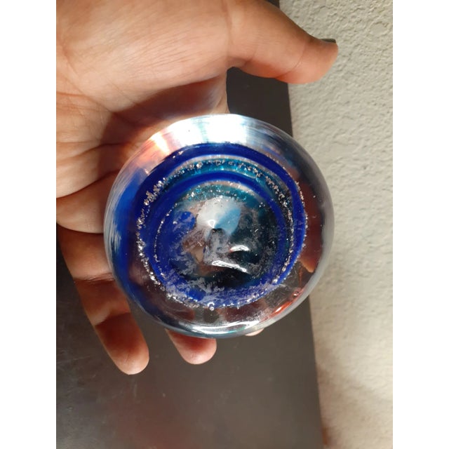 Italian 1980s Murano Art Glass Cobalt Blue Aventurine Paperweight, Made in Italy For Sale - Image 3 of 8