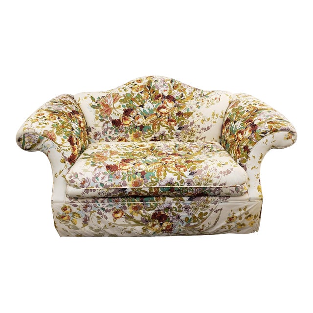 Contemporary Schnadig Custom Upholstered Overstuffed Camelback Loveseat