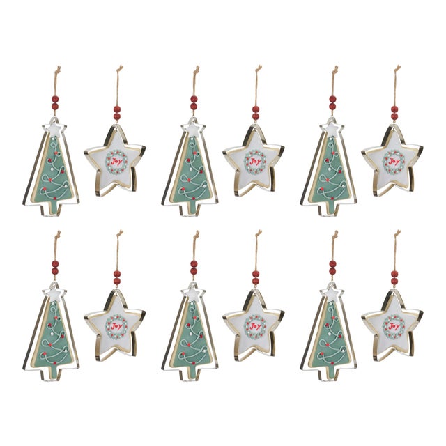 Tree and Star Cookie Cutter Ornament (Set of 12) For Sale In Chicago - Image 6 of 6