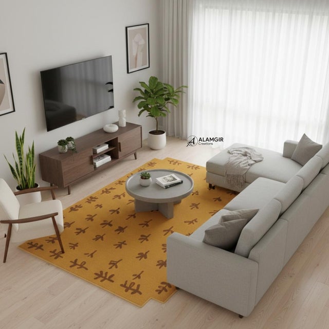 Mustard Meadow Hand-Tufted Newzealand Wool Area Rug For Sale - Image 9 of 13