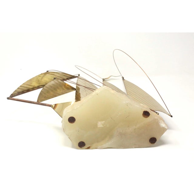 Vintage 15" Tall Brass Clipper Ship on Marble Base Sailboat Office or Desk Decor For Sale - Image 10 of 13