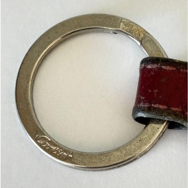 Late 20th Century Cartier Vintage Burgundy Red Leather Key Chain Bag Charm, 1980s Design For Sale - Image 5 of 6