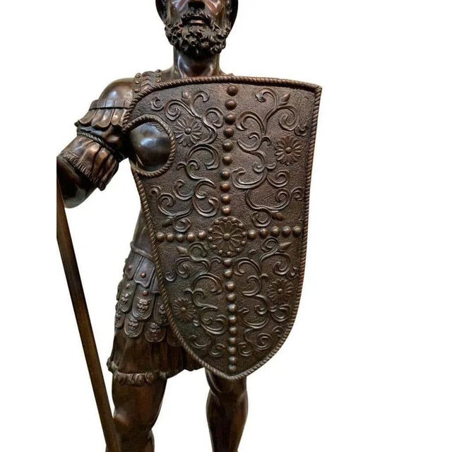 Life-Sized Bronze Roman Gladiator with Spear For Sale - Image 4 of 10