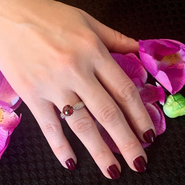 Red Diamond Platinum Tourmaline Rubellite Ring 5.75 2.43 TCW Certified For Sale - Image 8 of 11