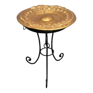 Vintage Maitland Smith Concrete Metal Base Garden Birdbath