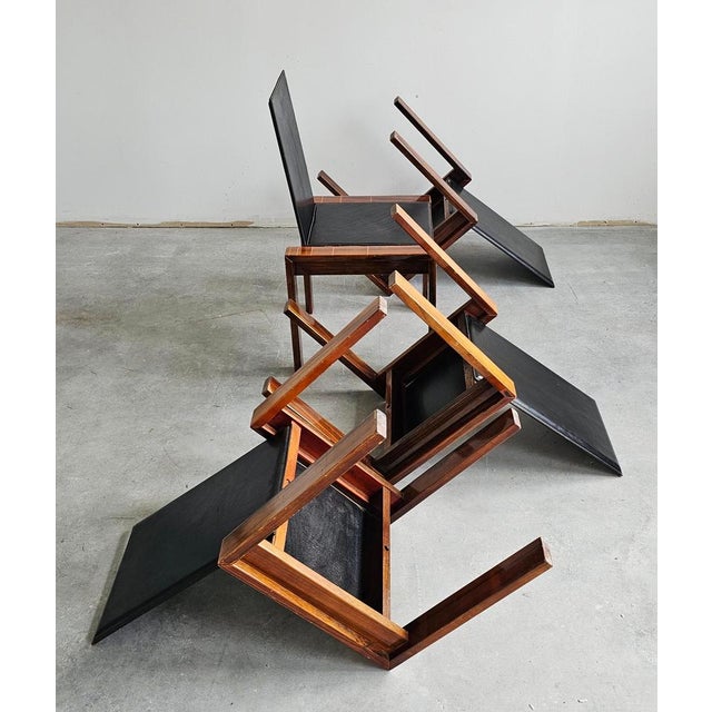 1970s Mid-Century Dining Chairs in Rosewood in style of Afra and Tobia Scarpa, 1970s, Set of 4 For Sale - Image 5 of 18