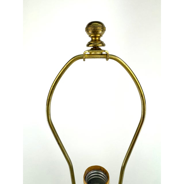 Wood 1960s Mid-Century Modern Woven Rattan Basket Table Lamp With Brass Hardware For Sale - Image 7 of 14