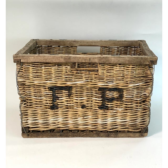 1900s Felix Potin Wicker Wine Crate For Sale - Image 4 of 11