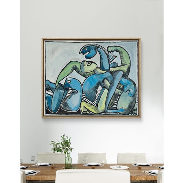 Gundi Falk, Cubist Embrace, Large Acrylic on Canvas, 2000s For Sale - Image 6 of 16