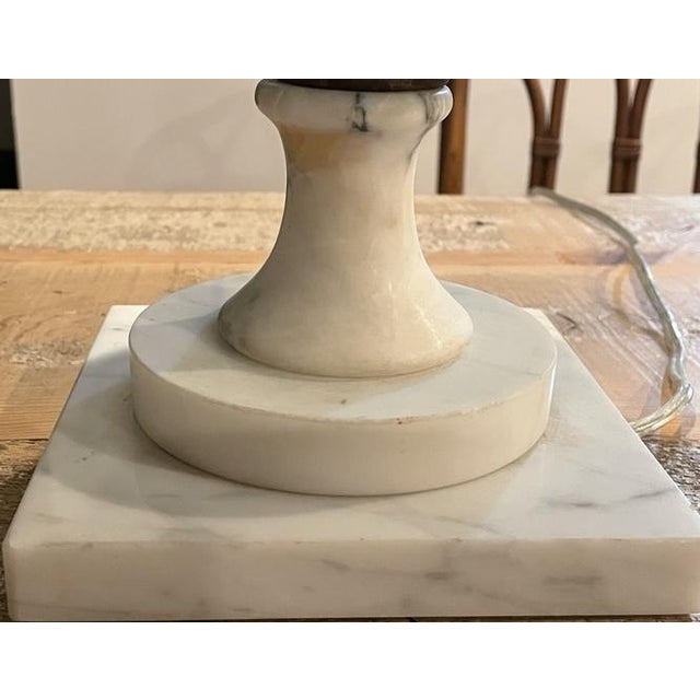 1970s 1970s Italian Mid-Century Modern Turquoise Glass and Marble Table Lamp For Sale - Image 5 of 5
