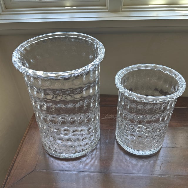 Transitional Glass Honeycomb Hurricane Candle/Vases For Sale - Image 3 of 5