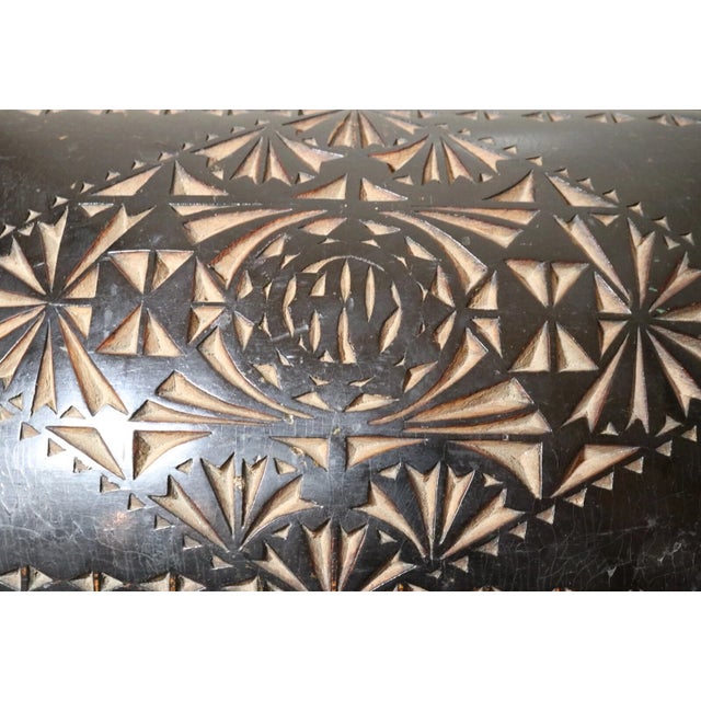 Antique 1800s Ornate Hand Chip Carved Ebonized Wooden Velour Lined Jewelry Box For Sale - Image 11 of 12