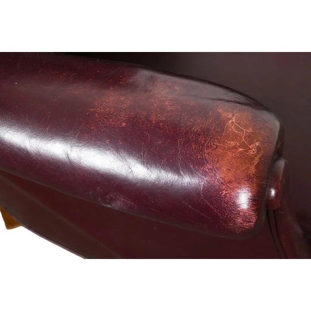 1950s Old School Tufted Leather Scandinavian Lounge Chair W Ottoman For Sale - Image 9 of 15
