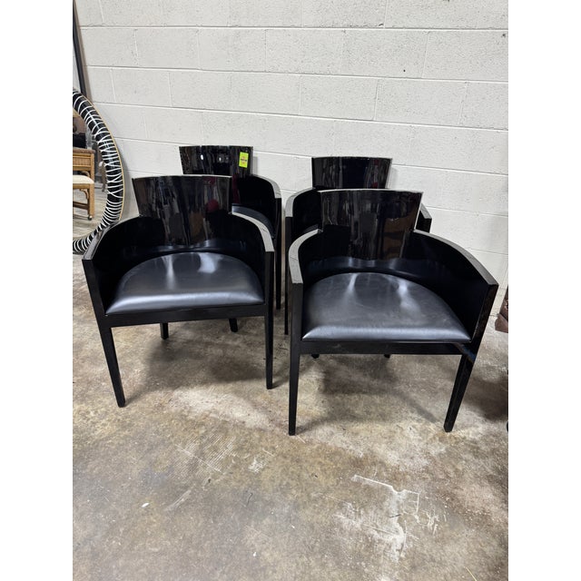 2010s Vintage Alden Parkes Contemporary Black Barrel Game Table Chairs - Set of 4 For Sale - Image 5 of 9