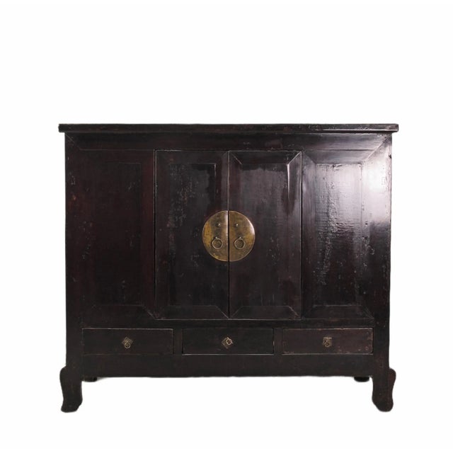 Dark Brown Chinese Antique Cabinet – 56 Inches Tall For Sale - Image 12 of 12