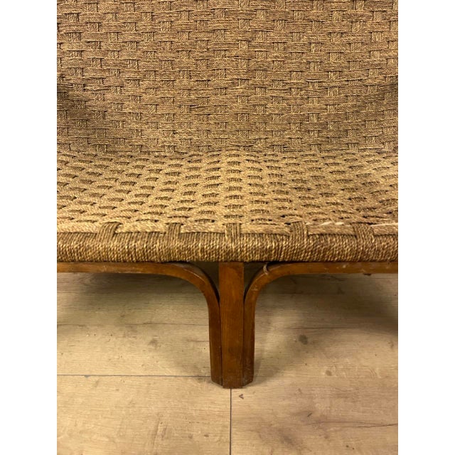Brown Curved Wood and Woven Rope Sofa Bench by Augusto Romano, 1940s For Sale - Image 8 of 9