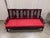 Vintage Chinese Rosewood Three-Seat Sofa With Hand-Carved Dragon Medallions and Red Silk Cushion For Sale - Image 9 of 11