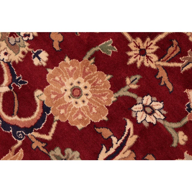 Shabby Chic Floral 1990's Pak-Persian Red/Blue Wool Rug - 6'1'' X 8'9'' For Sale In New York - Image 6 of 9