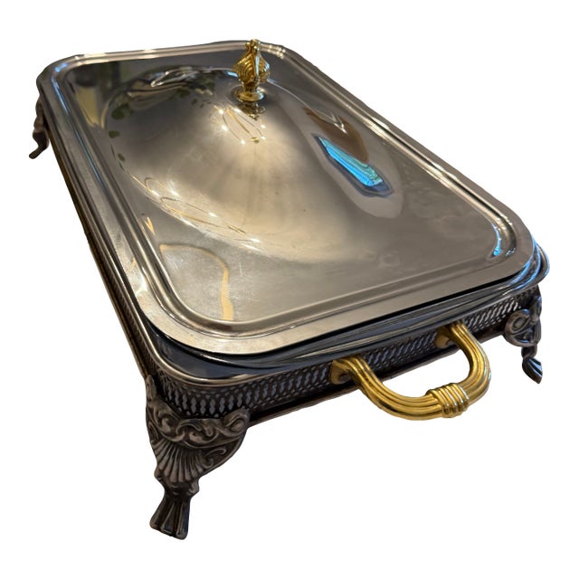 Vintage Silverplate Footed Covered Casserole Server With Glass Insert For Sale