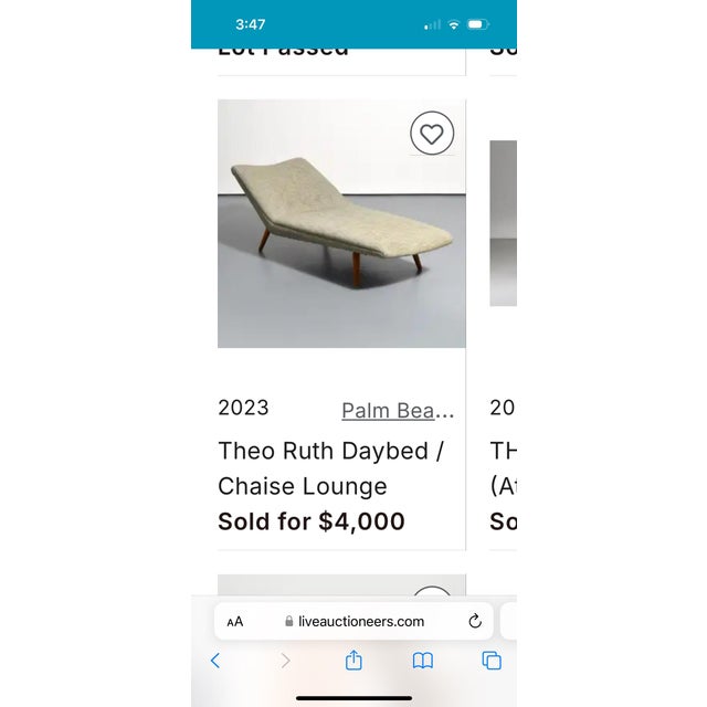 Striking and sculptural, this vintage daybed by designer Theo Ruth showcases classic mid-century modern style. Featuring...