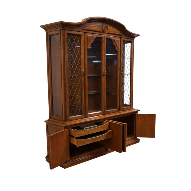 Unique Furniture Co. Bolero Collection Solid Walnut Spanish Mediterranean Style 70" Buffet W. Lighted Display China Cabinet 2833 For Sale - Image 9 of 16
