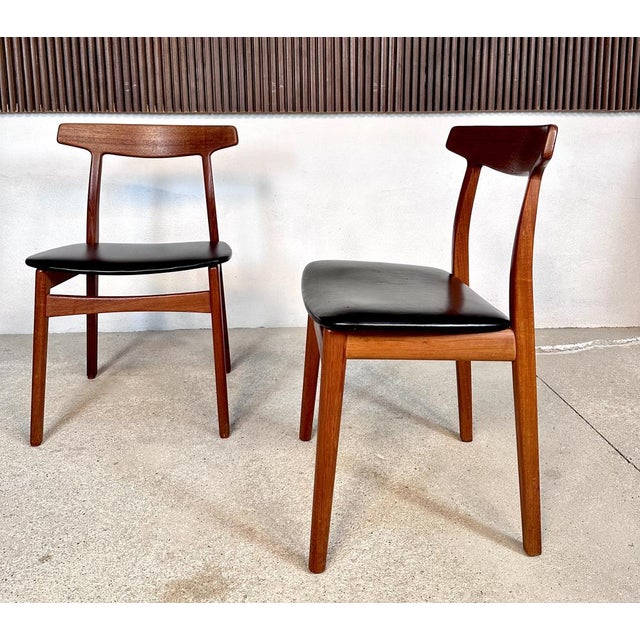 Black Set of Danish Teak Side or Dining Chairs by Henning Kjaernulf for Bruno Hansen, 1950s For Sale - Image 8 of 18