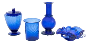 Murano Cobalt Blue Art Glass Articles, 4