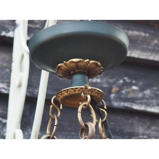 Mid-Century French Empire Style Bronze 3-Branch Swan Chandelier by Lucien Gau, 1970s For Sale - Image 6 of 18