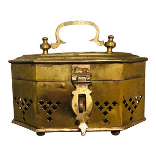 Vintage Brass Victorian Jewelry/Trinket Box For Sale