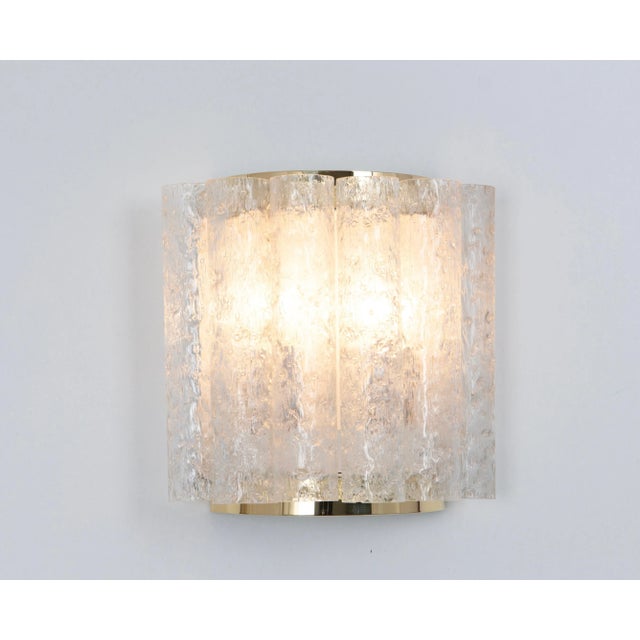 Metal Brass Ice Glass Wall Sconces from Doria, 1960s, Set of 2 For Sale - Image 7 of 10