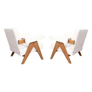 White 053 Capitol Complex Armchairs by Pierre Jeanneret for Cassina, Set of 2 For Sale