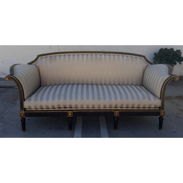 Wood Dennis and Leen Ebonized and Giltwood Settee For Sale - Image 7 of 11