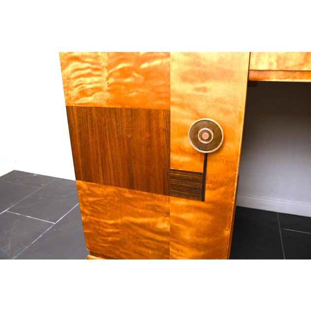 Swedish Grace Flamed Birch and Macassar Desk from Svenska Möbelfabrikerna SMF, Early 1920s For Sale - Image 9 of 10