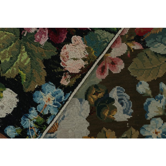 Late 19th Century Antique Needlepoint Rug in With Red and Green Floral Patterns - by Rug & Kilim For Sale In New York - Image 6 of 6