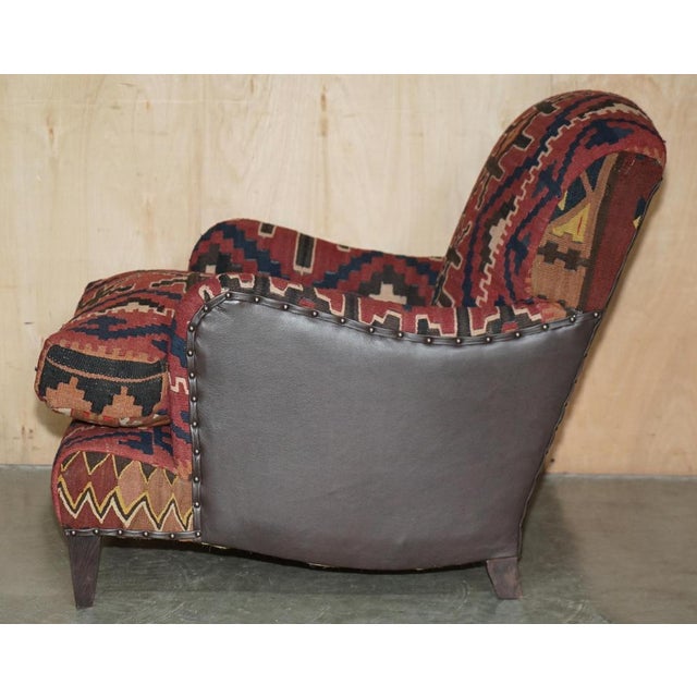 Kilim and Dark Brown Leather Howard Lounge Chair from George Smith of Chelsea For Sale - Image 14 of 16