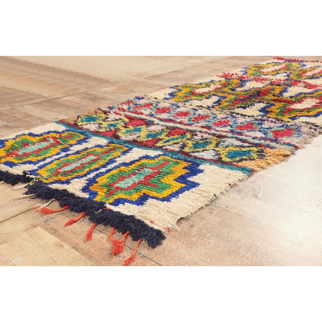 Ivory Vintage Azilal Moroccan Rug, 03'10 X 09'09 For Sale - Image 8 of 10