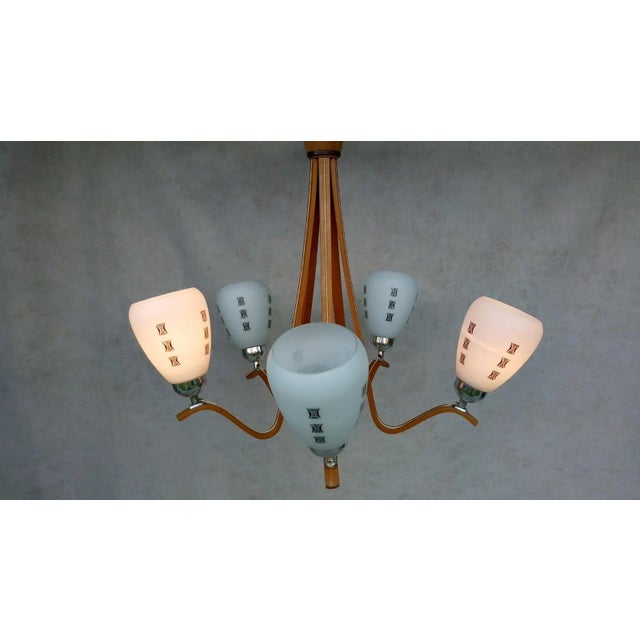 Wooden Chandelier, 1970s For Sale - Image 3 of 16
