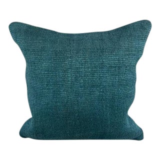 20 x 20 Hemp Pillow Turkish Cushion Natural Blue Pillow Cushion Cover For Sale