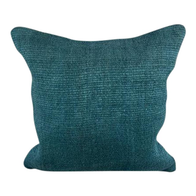 20 x 20 Hemp Pillow Turkish Cushion Natural Blue Pillow Cushion Cover For Sale