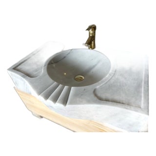 Carved Carrara Floating Sink For Sale