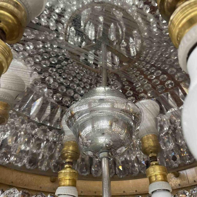 Large Italian Gilded Bronze and Crystal 6-Light Chandelier, 1960s For Sale - Image 13 of 16