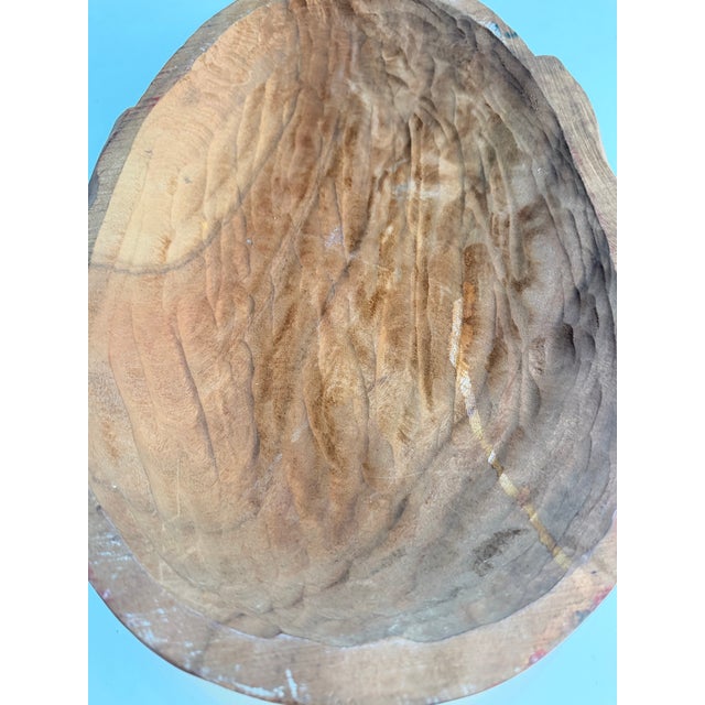 Vintage Hand-Carved Wood Daruma Bodhidharma Wall Mask With Hossu Fly Whisk For Sale - Image 11 of 12