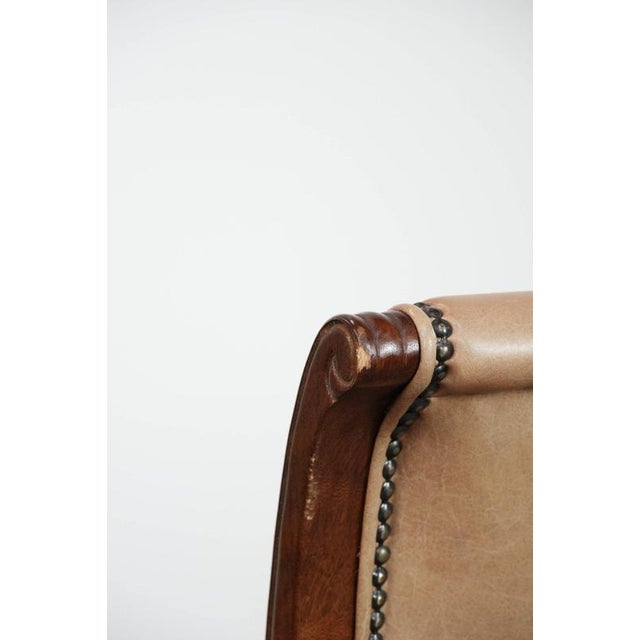 English-Style Chesterfield Swivel Office Chair in Cowhide and Wood For Sale - Image 18 of 18