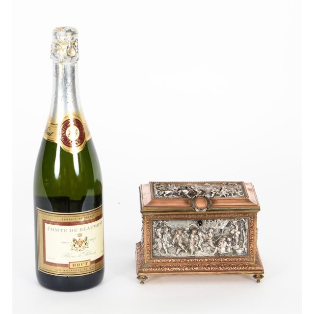 Antique French Silvered and Gilted Copper Jewellery Casket Box from AB Paris For Sale - Image 18 of 18