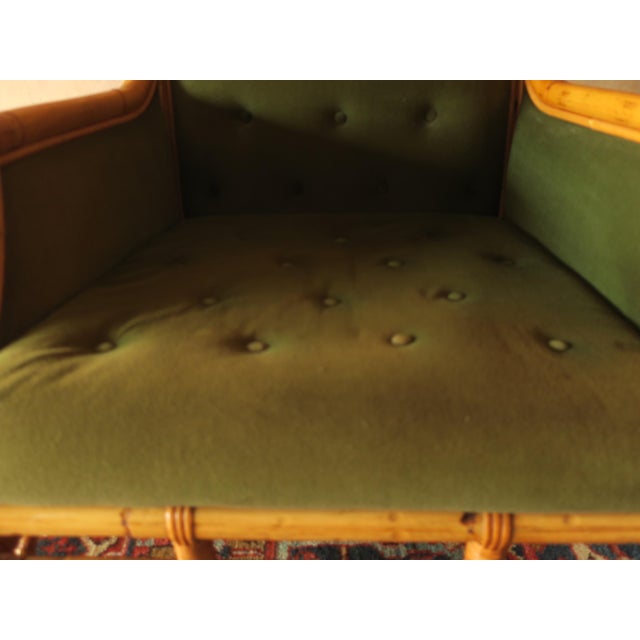 Mid-Century Wing Lounge Chair in Bamboo and Olive Green, 1960s For Sale - Image 10 of 18